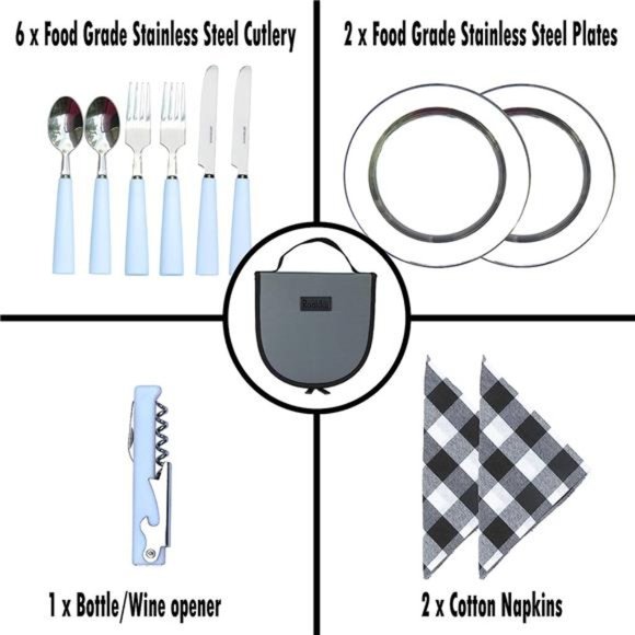 Camping Silverware Set with Case, 11 Pcs Camping Mess Kit with Stainless Steel - Picture 3 of 6